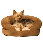 K&H Manufacturing Ortho Bolster Sleeper Pet Bed, Small 20-Inch Round, Brown Velvet