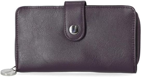 Nautica Womens - Be Shore Vegan Leather RFID Wallet - Zip Around Clutch Large Slim Phone Case and Multi-Card Organizer (Plum)