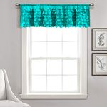 Lush Décor, Turquoise Lush Decor Gigi Valance Textured Window Kitchen Curtain (Single), 70" W x 14" L