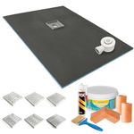 900 x 900 x 20mm - Centre Drain Wetroom Shower Tray with Waste & Tanking Kit (900 x 900 x 20mm - Centre Drain, Circles)