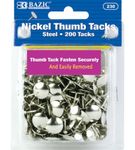 BAZIC Nickel (Silver) Thumb Tack (200/Pack), Case by Bazic