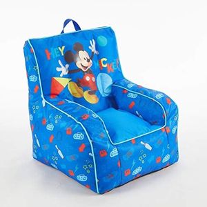 Idea Nuova Disney Mickey Mouse Kids Nylon Bean Bag Chair with Piping & Top Carry Handle, Large