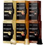 Bestpresso Coffee for Nespresso Original Machine 120 pods Certified Genuine Espresso Variety Pack Caramel,Vanilla and Chocolate, Pods Compatible with Nespresso Original *New Packaging *