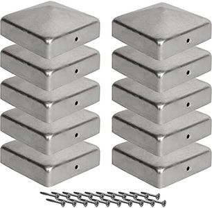 Post Caps 2.8x2.8 inches -10 Pieces Caps with Free Screws, Galvanized Fence Post Cap/Metal Cap Post Covers