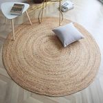 TRENDOZE Jute Braided Area Rug Jute Natural Reversible Rugs Braided Floor Carpet for Living Room, Bedroom, Dining, Office, Restaurant (2 X 2 Feet, Design 2)