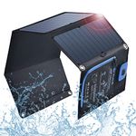 Bigblue 5V 28W Solar Charger With Digital Ammeter Waterproof Foldable Dual Usb Ports Solar Battery Charger For Iphone 8/X/7/6S, Ipad Pro/Air 2/Mini, Galaxy S8/S7/S6/Edge/Plus, Lg, Nexus, Htc - Black