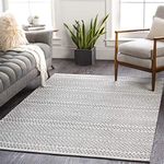 Mark&Day Area Rugs, 6x9 Aarau Global Silver Gray Area Rug, White Grey Charcoal Carpet for Living Room, Bedroom or Kitchen (6'7" x 9')