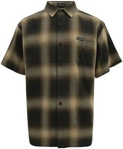 G-Style USA Western Casual Plaid Short Sleeve Button Up Shirt SS30 - Brown - Small