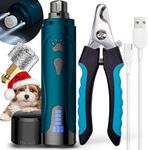 YABIFE Dog Nail Grinders, Dog Nails Clippers and Trimmers Kit, Super Quiet, Rechargeable, Pet Nail Grinder, for Small Large Dogs Cats Toenail Claw Grooming,3 Speeds,Dark Blue