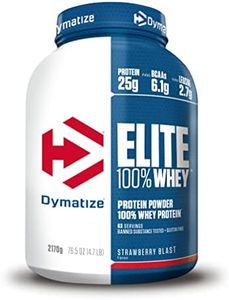 Dymatize Elite 100% Whey Strawberry Blast 2170g - Polvere ad alto contenuto di proteine e basso zuccheri del siero latte BCAA