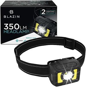 Blazin LED Rechargeable Headlamp - Outdoor LED Head Lamp with Spotlight and Flood Light Modes - Super Bright, Comfortable Headlight for Adults and Kids - Running, Hiking, Fishing, Camping, Backpacking