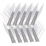 CLEYCYE 10 Pcs Stainless Steel Bird Spikes, Anti Pigeons Deterrent Kit with Uninstalled Pins, Keep Birds Away from Roof, Windowsill, Barn, Scare Cat or Possum Away, Cover 11Feet