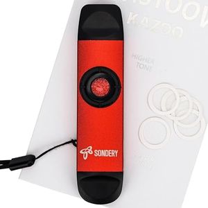 Sondery Professional Kazoo Dual Head Metal Kazoo with High Low Pitch and 5 Membranes, Jam Along With Guitar, Ukulele, Violin and More, Red