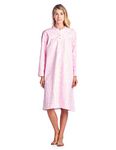 Casual Nights Women's Flannel Floral Long Sleeve Nightgown - Pink - Large