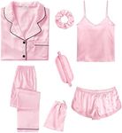 SWOMOG Womens Silk Satin Pajamas Se