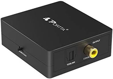 PORTTA 2 Way SPDIF Toslink to Coaxial Toslink Digital Audio Converter, or Coaxial to Coax Optical Toslink Adapter, Support LPCM/PCM 2.0 CH, 5.1 CH for HD TV, DVD Blu-ray Player, Amp, Speaker Soundbar