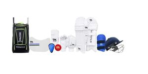 WHITEDOT SPORTS Whitedot Protective Gear Cricket Kit Set With Falcon 1.0 Cricket Kitbag Suitable For Boys/Small, Right Hand