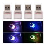 Bittwee 4PCS LED Car Interior Atmosphere Lamp, Plug-in USB Portable Mini Automotive Night Light Interface Trunk Ambient Lighting Kit, Car Interior Decor Universal for SUV, Truck（Colorful/Fast Flash）