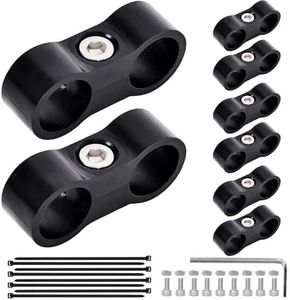 Jikvmi 16 PCS Hose Separator Clamp, Fuel Line Mounting Clamp, fit for Fuel Line, Oil Line, Brake Line, Water Pipe and Gas Line, ABS+PC,Black (16, AN8)