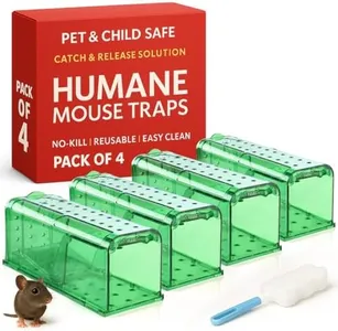Humane Mouse Trap Pack of 4 - Live Mouse Traps Catch and Release Trap for Indoor and Outdoor Use - Reusable Mouse Traps, Safe & Effective No Kill Mouse Traps - Humane Mouse Traps Catch and Release