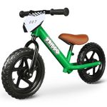 KRIDDO Toddler Balance Bike 2 Year Old, Age 24 Months to 5 Years Old, 12 Inch Push Bicycle with Customize Plate (3 Sets of Stickers Included), Steady Balancing, Gift Bike for 2-3 Boys Girls, Green
