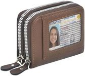 NGIL Small Zippered Faux Leather Wallet for Women, Accordion-Style Card Slot Women Wallet, RFID Blocking Credit Card Holder Wallet, Card Cases & Money Organizers (BROWN)