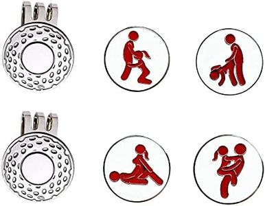 JSWLYWMTPJ 4 Uds. Divertidos marcadores de pelota de golf de metal para adultos, clip de sombrero con magnético para hombres y mujeres, regalos de golfista, técnica de esmalte