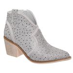 Pierre Dumas Women's Wilder-9 Rhinestone Chunky Heel Ankle Bootie, Silver Rhinestone, 5.5