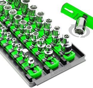 Ernst Manufacturing 8481 Socket Boss 3-Rail Multi-Drive Socket Organizer, 18-Inch, Green, Multiple Sizes