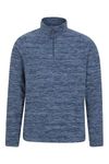 Mountain Warehouse Snowdon Mens Micro Fleece Top - Warm, Breathable, Quick Drying, Zip Collar Fleece Sweater, Soft & Smooth Pullover - For Autumn Winter, Travelling, Walking Navy M