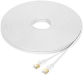 Fumitt Cat 8 Ethernet Cable 30m, High Speed 40Gbps 2000MHz Flat Internet Network Cables, Long RJ45 Shielded Gigabit LAN Patch Cord Compatible with Router Switch Modem Gaming Console Laptop (White)