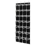 SAVERHO 28 Pockets Over the Door Shoe Organzier, Hanging Shoe Organizer for Door Large Capacity Shoe Storage Bag with 4 Metal Hooks (Black-1Pack)