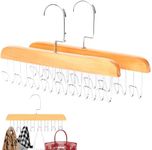 Multifunctional Coat Hanger Hooks, 2 PCS Anti Slip Tie Hanger for Wardrobe with 8 Hooks, Belt Hanger Bra Hangers 360 Degree Closet Hanging Storage Organiser for Tank Top Hanger Swimsuit