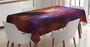 52 W By 70 L , Multi 4 : Ambesonne Space Decorations Tablecloth, Space Stars and Nebula Gas and Dust Cloud Celestial Solar Galacy System Print, Rectangular Table Cover for Dining Room Kitchen, 52x70 Inches, Purple Red Orange