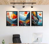 woozy work Wall Art, 3 Piece Framed Poster Set for Living Room, Dining Room, Bedroom, Nursery, Office, Home Decor Restrorent Decore (STYLE 3)