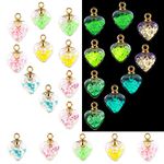 BENOSPACE 20 pcs Glow in The Dark Beads Love Heart Charms Pendant Crystal Seed Glass Ball UV Bead Luminous Beads DIY Accessories for Necklaces, Bracelets, Earrings Jewelry Making Arts Supplies Crafts