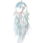 Donko Crystal Stone Dream Catcher, Tree of Life Crystal Dream Catcher, White&Cyan Feather Dream Catchers Wall Hanging for Bedroom Adult Wall Art Ornaments Crafts