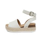 SODA Topic Off White Casual Espadrilles Trim Rubber Sole Flatform Studded Wedge Buckle Ankle Strap Open Toe Sandals (9)