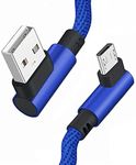 [2Pack 6FT] Micro USB Cable Android, SUKER 90 Degree Right Angle High Speed Android Charger Nylon Braided Cord for Samsung Galaxy S7/S6 Edge, HTC, Motorola, LG, Kindle, Xbox, PS4 and More (Blue)