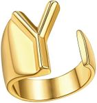 FindChic Initial Letter Y Statement Cuff Rings for Women Alphabet Knuckle Ring 18K Gold Plated Resizable Fashion Jewelry Gift