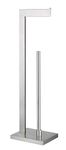 GERZ Toilet Paper Holder Free Standing with Reserve, SUS 304 Stainless Steel Lavatory Tissue Roll Holder Floor Stand Storage Brushed Finish