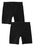 mackly Girls Inner Shorts (Pack of 2) - Lightweight Cotton 2-in-1 Panty Shorts, Full Coverage, Perfect for 2-16 Years Black/Black