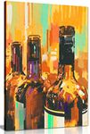 Kitchen Wall Art Painting Modern Abstract Contemporary Wine Bottles Canvas Picture Print (18x12in)