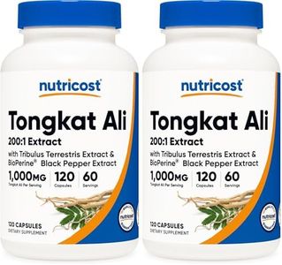 Nutricost Tongkat Ali 1,000mg 120 Capsules - with Tribulus Terrestris and BioPerine, Vegetarian Caps, Non-GMO, Gluten Free, Potent Extract (Pack of 2)