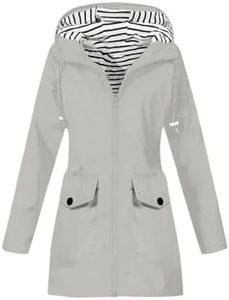 UDAUDU Rain Jacket Women Waterproof Waterproof Long Hooded Long Sleeve Trench Coats Lined Windbreaker Travel Outdoor Hiking Jacket With Pockets Ivory S