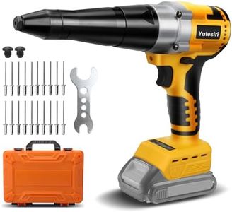 Yutesiri Cordless Rivet Gun Compatible with Dewalt 20V Max Battery, with a kitbox, Brushless Electric Automatic Rivet Gun for Rivets 1/8'', 5/32'', 3/16", for Metal Plastic and Leather
