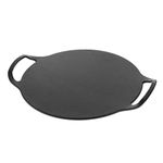 Victoria Pizza Pan Seasoned Cast Iron, Induction 38 cm, Skillet with Handles, for Fire, Barbecue, Oven, Ceramic Hob, Gas, Comal Toxic-Free PTFE Free