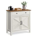 VASAGLE Coffee Bar Cabinet, Kitchen Storage Cabinet with Drawer, Farmhouse Cabinet Sideboard with Adjustable Shelf for Kitchen, Rustic White and Honey Brown UBBK341W01