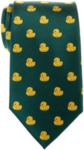 Retreez Classic Rubber Duck Woven Microfiber Men's Tie - Green