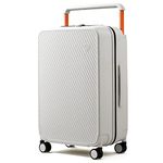 Mixi Luggage Suitcases with Spinner Wheels,Upgrade Wide Handle PC Hardshell Rolling Travel Suitcase with TSA Lock, Checked-Medium 24-Inch, Smoke White